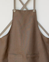 Crossback Linen Apron - Bark