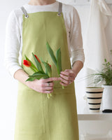 Crossback Linen Apron - Fern