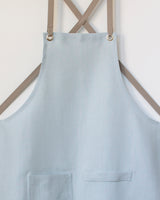 Crossback Linen Apron - Sky