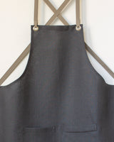 Crossback Linen Apron - Zinc